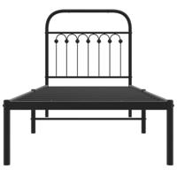 Bedframe met hoofdbord metaal zwart 80x200 cm - thumbnail