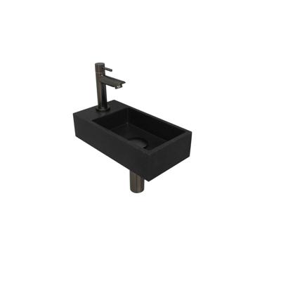 INK - Fonteinpack Quartz Links incl. Fonteinkraan - Design Sifon - Design Plug en Montageset - 360x180x90 Mm - Zwart