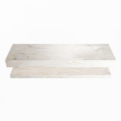 MONDIAZ ALAN-DLUX 150cm planchet Ostra. Vrijhangende wastafel CLOUD rechts zonder kraangat, kleur Ostra.