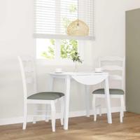 Eetkamerstoelen met kussens 2 stuks wit massief hout rubber - thumbnail