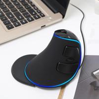 DELUX M618 Plus bekabelde blauwe versie Optical Mouse ergonomische verticale muis 1600DPI - thumbnail