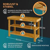 2-in-1 schoenenrek en bank gemaakt van acaciahout - 90 cm - thumbnail