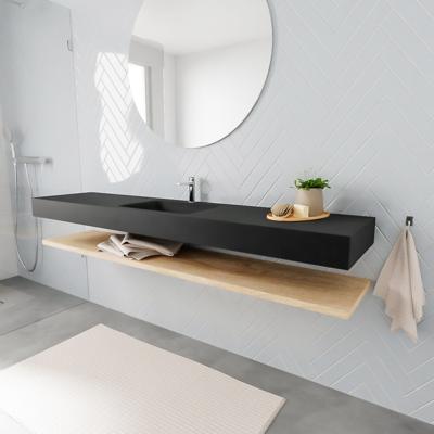 Zaro ALAN vrijhangende wastafel 200cm met wasbak Enkel midden en planchet in kleur washed oak 0 lade(s) Zaro ALAN vrijhangende wastafel 200cm met wasbak Enkel midden en planchet in kleur washed oak 0 lade(s)