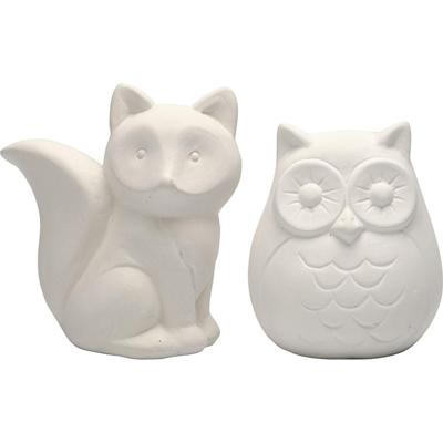 Creativ Company Dierenspaarpot, uil en vos, h: 9 cm, wit, 2 stuk/ 1 doos Creativ Company Dierenspaarpot, uil en vos, h: 9 cm, wit, 2 stuk/ 1 doos