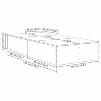Bedframe met opslag Wit 190 x 90 x 31.5 cm Bewerkt hout - thumbnail