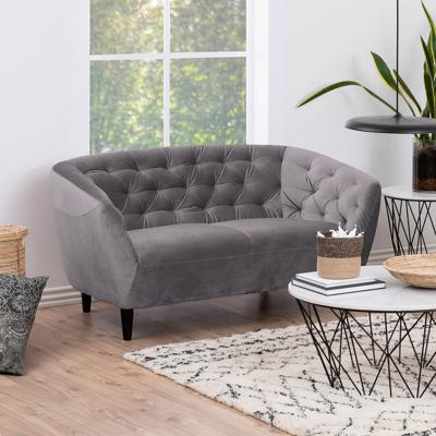 Bank 'Loes' 2-zits, Velvet, kleur donkergrijs Bank 'Loes' 2-zits, Velvet, kleur donkergrijs