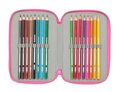 Driedubbele Pennenzak Kuromi Zwart Fuchsia 12,5 x 19,5 x 5,5 cm 37 Onderdelen