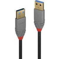 LINDY 36754 USB-kabel USB 3.2 Gen1 (USB 3.0 / USB 3.1 Gen1) USB-A stekker, USB-A stekker 5.00 m Zwart, Grijs - thumbnail
