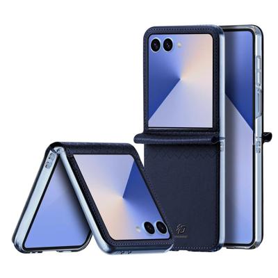 Dux Ducis Samsung Galaxy Z Flip 7 Leren hoes - backcover - Donkerblauw
