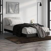 Bedframe bewerkt hout zwart 90x200 cm - thumbnail
