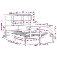 Bed met boekenkast zonder matras grenenhout wit 140x200 cm - thumbnail