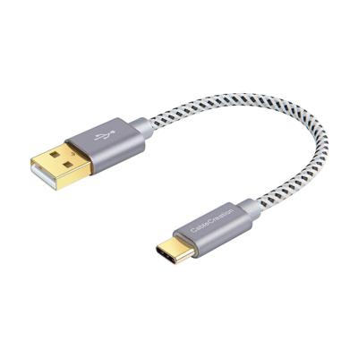 CableCreation 50 cm korte USB C-kabel, gevlochten USB-C oplaadkabel datakabel, 3A Type C snellaadkabel compatibel met MacBook, Galaxy S10/S9/S9 Plus/S8, Huawei P20/P30, enz., Grijs [56K Ohm-weerstand]