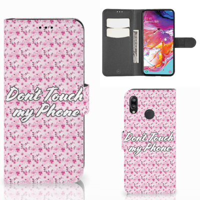 Samsung Galaxy A70 Portemonnee Hoesje Flowers Pink DTMP Samsung Galaxy A70 Portemonnee Hoesje Flowers Pink DTMP
