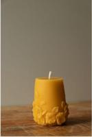 Bijenwaskaars met bloemen - 1 kaars - thumbnail