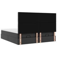 Ottoman bed met matrassen 200x200cm kunstleer zwart - thumbnail