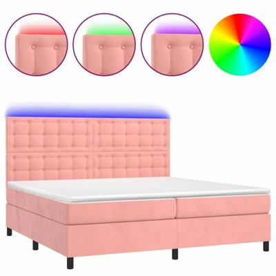 Boxspring met matras en LED fluweel roze 200x200 cm