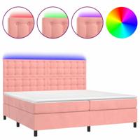 Boxspring met matras en LED fluweel roze 200x200 cm - thumbnail