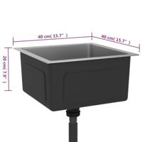 Gootsteen met afvoer handgemaakt roestvrij staal zwart - thumbnail