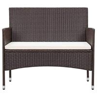 4-delige Loungeset met kussens poly rattan bruin - thumbnail
