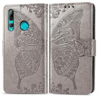 Butterfly Love bloemen reliëf horizontale Flip lederen case voor Huawei Y9 Prime (2019) met houder & kaartsleuven & portemonnee & Lanyard (grijs) - thumbnail