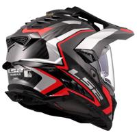 LS2 endurohelm "mx701 explorer carbon frontier ii", inwendig zonnevizier, uitneembaar, wasbaar, hypoallergeen en ademend, verstevigde kinriem, rescue wangkussentjes, dubbele d-voering helmet mx701 expl. car.fr.ii l red/black - thumbnail