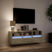 Tv-wandmeubel met LED-verlichting 130x31x45 cm sonoma eiken - thumbnail
