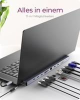 ICY BOX IB-DK2106a-CPD Bedraad USB 3.2 Gen 1 (3.1 Gen 1) Type-C Antraciet, Zwart - thumbnail