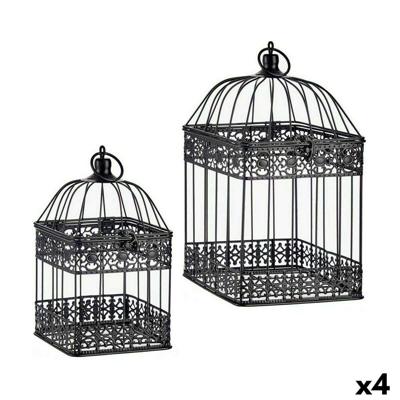 Decoratieve kooi Gift Decor J3182654-BLACK J3182654-BLACK Zwart 18 x 35 x 18 cm 14 x 14 x 29 cm Set (4 Stuks)