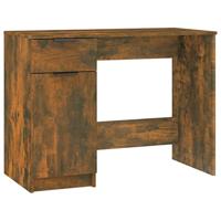 Bureau 100x50x75 cm bewerkt hout gerookt eikenkleurig - thumbnail