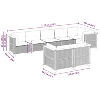 8-delige Loungeset met kussens poly rattan grijs - thumbnail