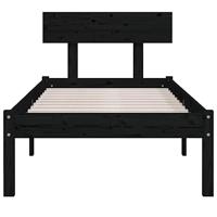 Bedframe massief grenenhout zwart 90x190 cm UK Single - thumbnail