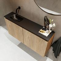 MONDIAZ TURE 100cm toiletmeubel washed oak. EDEN wastafel urban links geen kraangat - thumbnail