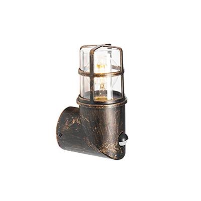 QAZQA Buiten wandlamp antiek goud IP54 met bewegingssensor - Kiki QAZQA Buiten wandlamp antiek goud IP54 met bewegingssensor - Kiki