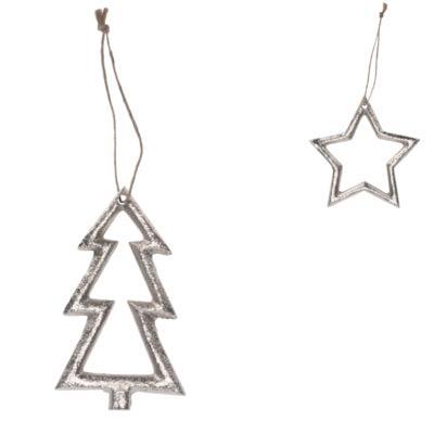 Ngk Kersthanger zilverkleurig 10 cm 2 assorti | 24 stuks