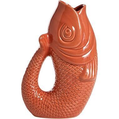 Vaas Koi - rood - keramiek - 29x18x12,5 cm - Leen Bakker