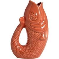 Vaas Koi - rood - keramiek - 29x18x12,5 cm - Leen Bakker - thumbnail