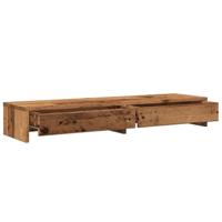 Monitorstandaard met lades 100x27x15 cm hout oud houtkleurig - thumbnail