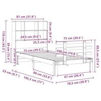 Bed met boekenkast zonder matras grenenhout wasbruin 75x190 cm - thumbnail