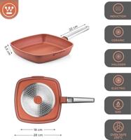 Westinghouse Grillpan Performance Rebel Red 28 x 28 cm - standaard anti-aanbaklaag - thumbnail