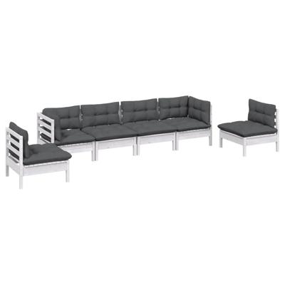 6-delige Loungeset met kussens massief grenenhout - thumbnail