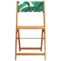 Bistrostoelen 2 st bladpatroon massief acaciahout en stof - thumbnail