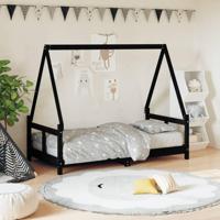Kinderbedframe 80x160 cm massief grenenhout zwart - thumbnail