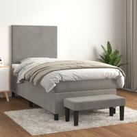 Boxspring met matras fluweel lichtgrijs 100x200 cm - thumbnail