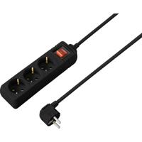 Sygonix SY-4890984 Stekkerdoos met schakelaar 3-voudig Zwart Randaarde stekker 1 stuk(s) - thumbnail