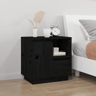 Nachtkastje 50x34x50 cm massief grenenhout zwart