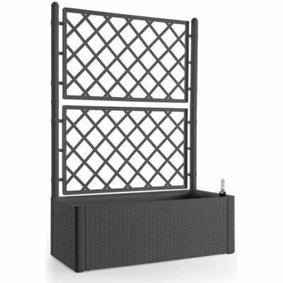 STEFANPLAST Natural Deluxe rechthoekige bloembak met gaas - 100 x 43 x H 142 cm - 90 + 6.5 L op voorraad - Antraciet