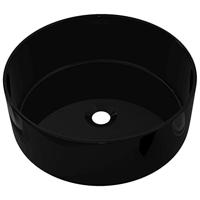 VidaXL Wastafel rond 40x15 cm keramiek zwart - thumbnail