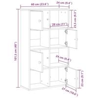 Boekenkast 60x24x101,5 cm bewerkt hout gerookt eikenkleurig - thumbnail