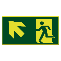 Nooduitgang naar links boven lichtgevend - 300 x 150 mm - Kunststof bord - thumbnail