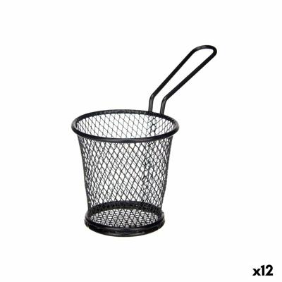 Mand voor aperatieven Kinvara Zwart Metaal 15 x 11,5 x 8 cm 16 x 11,5 x 8 cm (12 Stuks)